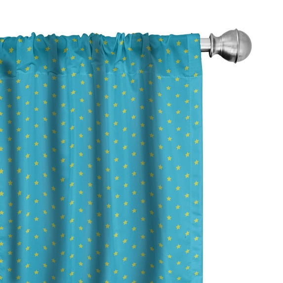 Ambesonne Stars Curtains, Continuous Mini Star, Pair of 28"x63", Sky Blue Yellow Green