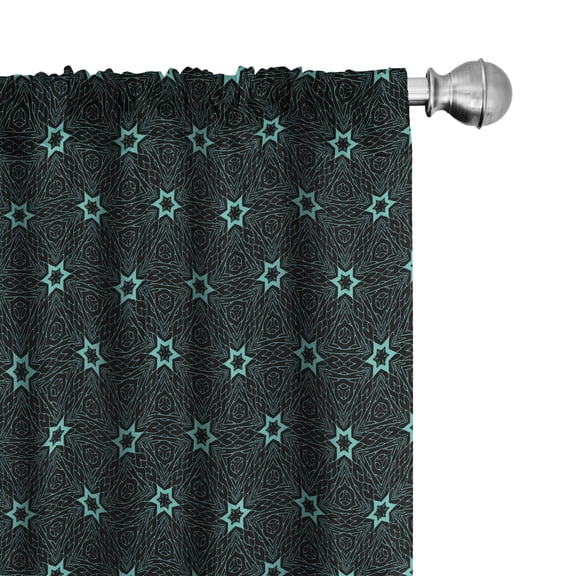 Ambesonne Stars Curtains, Triangle Lines, Pair of 28"x63", Turquoise Black