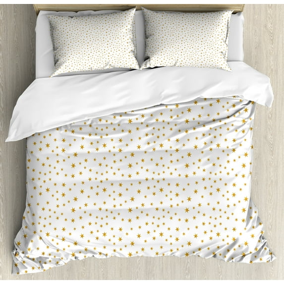 Ambesonne Stars Duvet Cover Set, Sky Pastel Tones Celebration, 2-Calking, Earth Yellow and White