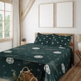 thumbnail image 1 of Ambesonne Stars Emoji Fitted & Top Sheet Set with Sham, Stars Fractal Fun Faces, Dark Green Pale Khaki, 1 of 5