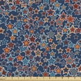 thumbnail image 1 of Ambesonne Stars Fabric by the Yard Upholstery, Abstract Stars on Blue, 1 Yard, Burnt Sienna Marigold, 1 of 4