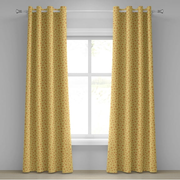 Ambesonne Stars Grommet Curtain, Doodle Geometric Shapes, 50" x 96", Pale Yellow Orange