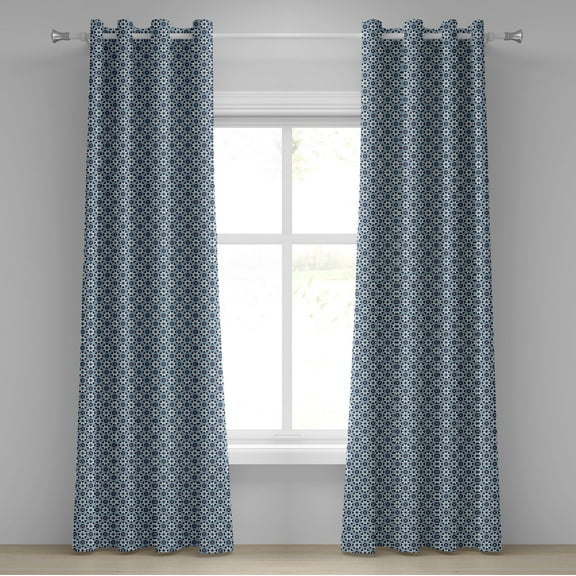 Ambesonne Stars Grommet Curtain, Moroccan Folklore Motifs, 50" x 120", Dark Blue Beige and Aqua