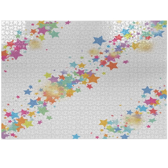 Ambesonne Stars Jigsaw Puzzle Durable Cardboard, Colorful Cheery Cartoon Art, 1000 pcs, Multicolor