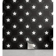 Ambesonne Stars Peel & Stick Wallpaper for Home, Grungy Stars Rays Theme, 13"x36", Black and White