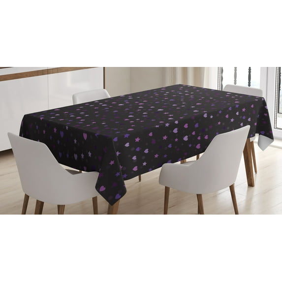 Ambesonne Stars Tablecloth Rectangular Table Cover, Colorful Hearts Spots, 60"x90", Multicolor