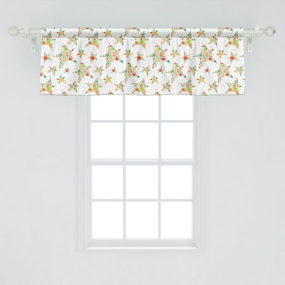 Ambesonne Stars Window Valance, Abstract Continuous Star Shapes Designed with Colorful Dots Joyful Pointilist Artwork, Curtain Valance for Kitchen Bedroom Decor with Rod Pocket, 54" X 18", Multicolor