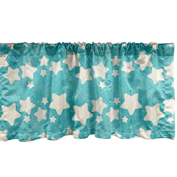 Ambesonne Stars Window Valance, Modern Grunge Half Tone, 42" x 12", Eggshell and Seafoam