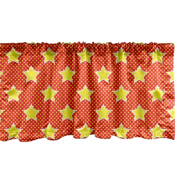 Ambesonne Stars Window Valance, Pop Art Style Comic Motifs, 54" X 18", Yellow Vermilion