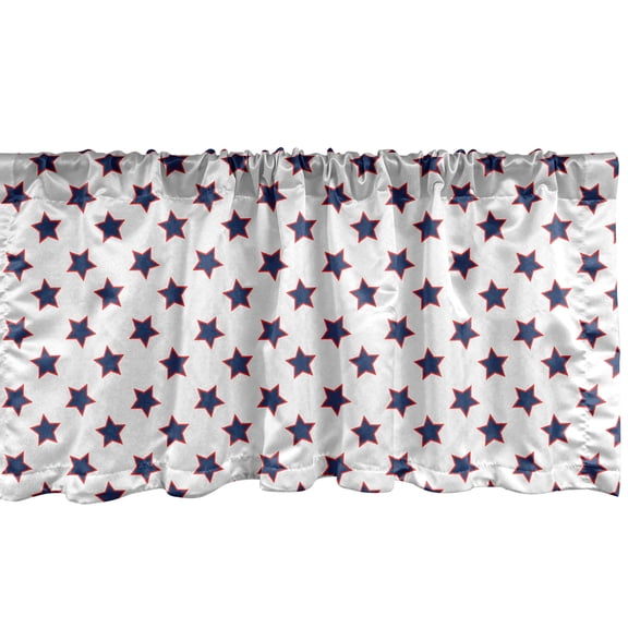 Ambesonne Stars Window Valance, Simplistic Rhythmic, 42" x 18", Night Blue White