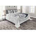 thumbnail image 1 of Ambesonne Stay Wild Quilted Bedspread Set 3 Pcs, Text and Curls, King Size, Night Blue Grey, 1 of 4