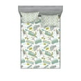 thumbnail image 1 of Ambesonne Steam Engine Fitted Sheet & Pillow Sham Set, Train, Queen, Apple Green Turquoise, 1 of 2