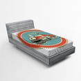thumbnail image 1 of Ambesonne Steam Engine Fitted Sheet, Retro Train Art, Twin Size, Turquoise Salmon Ivory, 1 of 2
