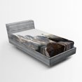 thumbnail image 1 of Ambesonne Steam Engine Fitted Sheet, Train Snowy Scene, Twin Size, Pale Grey, 1 of 2