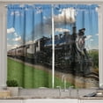 thumbnail image 1 of Ambesonne Steam Engine Kitchen Curtains, Countryside Train, 55"x39", Blue Green Black, 1 of 1