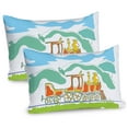 thumbnail image 1 of Ambesonne Steam Engine Pillow Sham 2 Pack, Small Old Train, 30"x20", Green Blue Orange, 1 of 3
