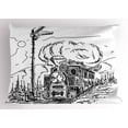 thumbnail image 1 of Ambesonne Steam Engine Pillow Sham, Railroad Drawing, 26" X 20", White Black, 1 of 2