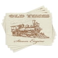 thumbnail image 1 of Ambesonne Steam Engine Place Mats Set of 4, Old Vintage Train, Standard Size, Ivory Pale Caramel, 1 of 6