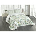 thumbnail image 1 of Ambesonne Steam Engine Quilted Bedspread Set 3 Pcs, Train Pattern Travel, Queen Size, Apple Green Turquoise, 1 of 5