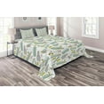 thumbnail image 1 of Ambesonne Steam Engine Quilted Coverlet 3 Pcs, Train Pattern Travel, King Size, Apple Green Turquoise, 1 of 4