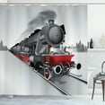 thumbnail image 1 of Ambesonne Steam Engine Shower Curtain, Railway Train Art, 69"Wx75"L, Red Grey, 1 of 5
