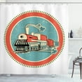 thumbnail image 1 of Ambesonne Steam Engine Shower Curtain, Retro Train Art, 69"Wx75"L, Turquoise Salmon Ivory, 1 of 5