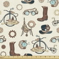 thumbnail image 1 of Ambesonne Steampunk Fabric by the Yard Upholstery, Abstract Apparels Tools, 5 Yards, Brown Beige and Tan, 1 of 4