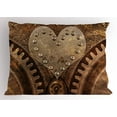 thumbnail image 1 of Ambesonne Steampunk Pillow Sham, Heart Form and Rivets, 36" X 20", Brown, 1 of 2