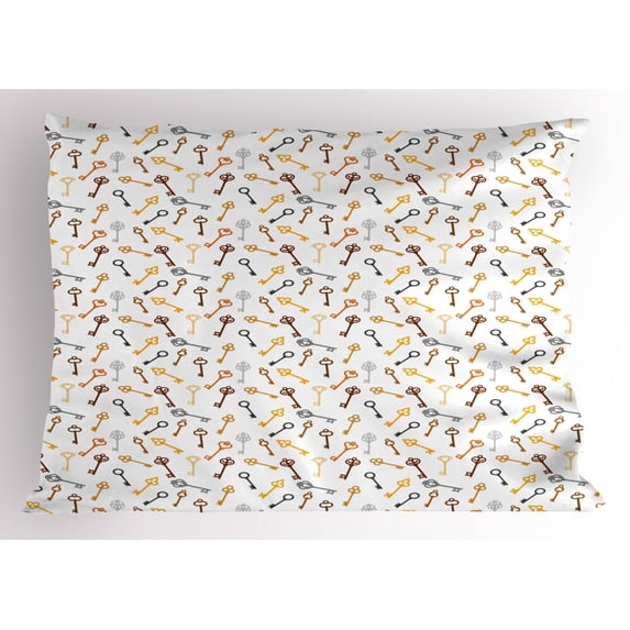 Ambesonne Steampunk Pillow Sham, Pastel Vintage Keys, 26" X 20", Multicolor