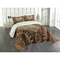thumbnail image 1 of Ambesonne Steampunk Quilted Bedspread Set 3 Pcs, Heart Form and Rivets, Queen Size, Brown, 1 of 2