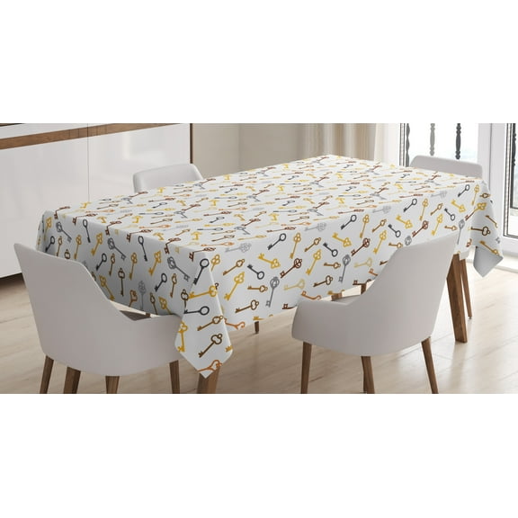 Ambesonne Steampunk Tablecloth Rectangular Table Cover, Pastel Vintage Keys, 60"x90", Multicolor