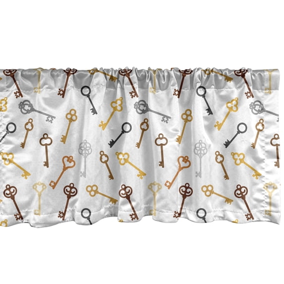 Ambesonne Steampunk Window Valance, Pastel Vintage Keys, 54" X 18", Multicolor