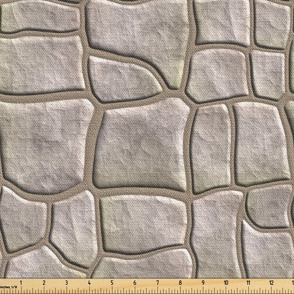 Ambesonne Stone Print Fabric by the Yard Upholstery, Rock Look Pattern Print, 10 Yards, Pale Grey Camel