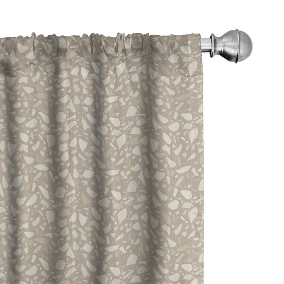 Ambesonne Stones Window Curtains, Neutral Irregular Pebbles, Each 28" W x 95" L, Warm Taupe and Eggshell