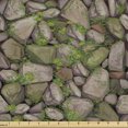 thumbnail image 1 of Ambesonne Stones Fabric by the Yard Upholstery, Vintage Look Cobblestone Art, 5 Yards, Reseda Green Pale Grey, 1 of 5