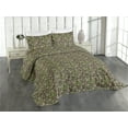 thumbnail image 1 of Ambesonne Stones Quilted Coverlet 3 Pcs, Vintage Look Cobblestone Art, Queen Size, Reseda Green Pale Grey, 1 of 4
