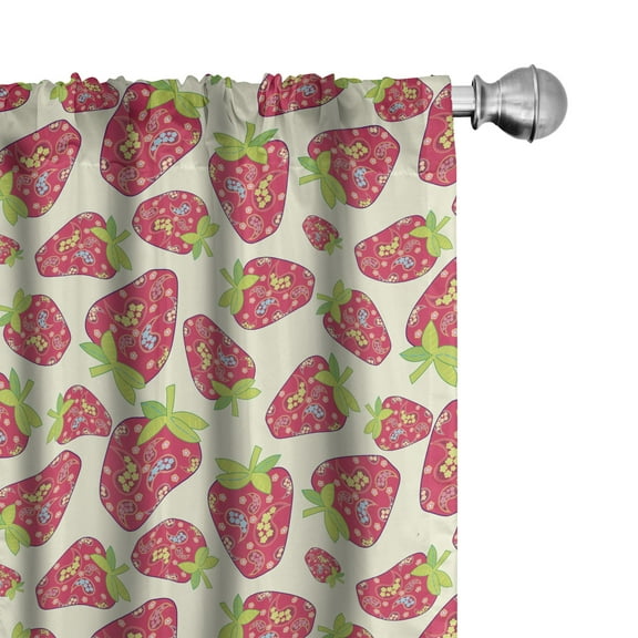 Ambesonne Strawberry Curtains, Fruit Paisley Motifs, Pair of 28"x63", Multicolor