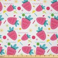 thumbnail image 1 of Ambesonne Strawberry Fabric by the Yard Microfiber, Doodle Fruits Zigzags, 1 Yard, Pink Seafoam White, 1 of 1