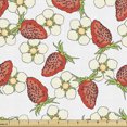 thumbnail image 1 of Ambesonne Strawberry Fabric by the Yard Upholstery, Berry Blossoms Summer, 2 Yards, Vermilion Green, 1 of 1