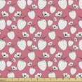 thumbnail image 1 of Ambesonne Strawberry Fabric by the Yard Upholstery, Flowers Fresh Fruit Art, 10 Yards, Pastel Pink White, 1 of 5