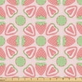 thumbnail image 1 of Ambesonne Strawberry Fabric by the Yard Upholstery, Half and Whole Berries, 2 Yards, Blush and Pistachio Green, 1 of 1