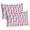 thumbnail image 1 of Ambesonne Strawberry Pillow Sham 2 Pack, Doodle Fruits Zigzags, 30"x20", Pink Seafoam White, 1 of 3