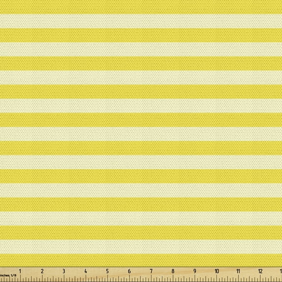 Ambesonne Stripe Fabric by the Yard Upholstery, Simple Summer Inspired Image, 2 Yards, Mustard Cream