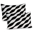 thumbnail image 1 of Ambesonne Stripe Pillow Sham 2 Pack, Retro Art Wavy Lines Pattern, 26"x20", Charcoal Grey and Ivory, 1 of 3