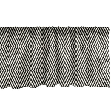 Ambesonne Stripe Window Valance, Optical Illusion Rhombuses, 54" X 18", Eggshell Charcoal Grey