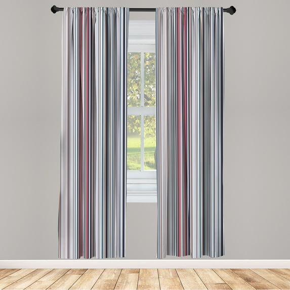 Ambesonne Striped Curtains, Geometric Abstract Vintage, Pair of 28"x63", Dark Grey