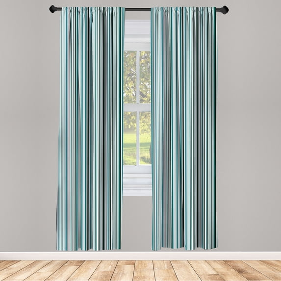 Ambesonne Striped Curtains, Geometric Abstract Vintage, Pair of 28"x63", Petrol Blue