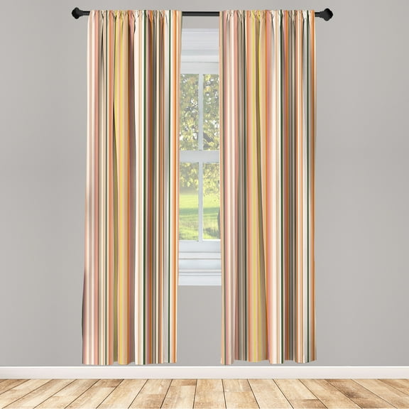 Ambesonne Striped Curtains, Geometric Abstract Vintage, Pair of 28"x84", Marigold