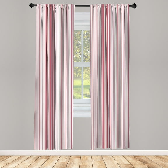 Ambesonne Striped Curtains, Geometric Abstract Vintage, Pair of 28"x95", Dark Pink