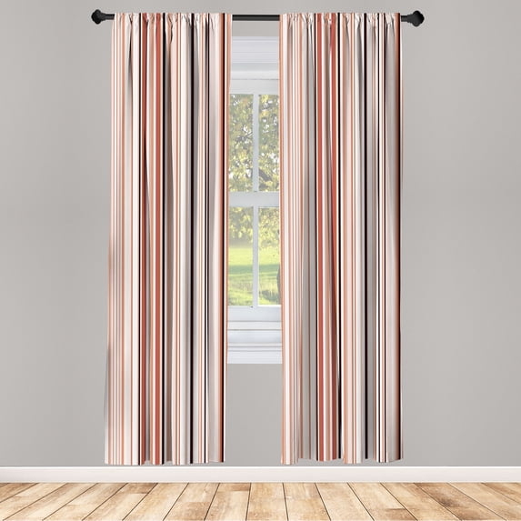 Ambesonne Striped Curtains, Geometric Abstract Vintage, Pair of 28"x95", Ecru Blush